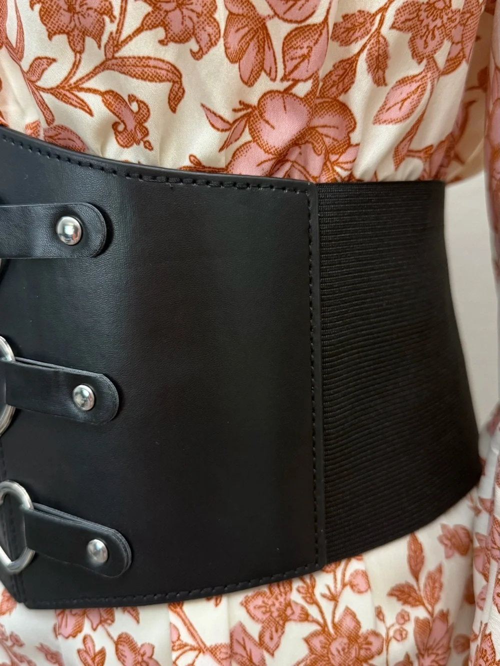 Black Heart Buckle Wide Waist Belt Corset Belt Elastic Cinch Belt Gothic Punk